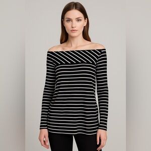 White House Black Market Black and White Blouse